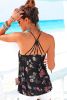 Black Floral Spaghetti Strappy Backless Camisole