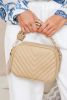 Oatmeal Chevron Stitch PU Leather Chain Strap Shoulder Bag