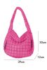 Rose Red Quilted Puffy Large Shoulder Bag