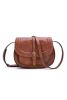 Chestnut Flapped Magnetic Buckle PU Leather Shoulder Bag