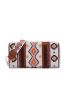 White Geometric Print PU Leather Wristlet Wallet