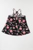 Black Floral Spaghetti Strappy Backless Camisole