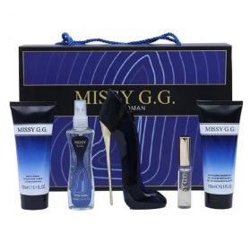 MISSY GG BLACK 5 PCS SET FOR WOMEN: 2.7 EAU DE PARFUM SPRAY + 5.1 SHOWER GEL + 0.5 EAU DE PARFUM SPRAY + 3.4 BODY MIST + 5.1 BODY LOTION
