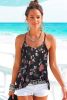Black Floral Spaghetti Strappy Backless Camisole