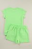 Light Green Argyle Textured Tee and Drawstring Shorts Set
