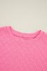 Sachet Pink Rhombus Textured Tee and Drawstring Shorts Set