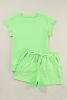 Light Green Argyle Textured Tee and Drawstring Shorts Set