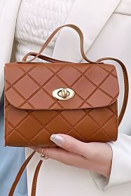 PU Leather Diamond Pattern Messenger Bag