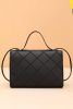 Black PU Leather Diamond Pattern Messenger Bag