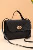 Black PU Leather Diamond Pattern Messenger Bag