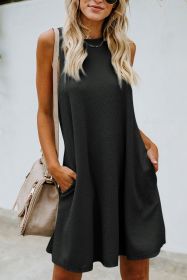 Black Crisscross Cut-out Back Knit Sleeveless Dress (size: (US 12-14)L)