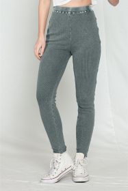 Dark Grey Vintage Wash Ribbed Leggings (size: (US 4-6)S)