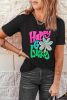 Black Happy GO Lucky Clover Graphic Crew Neck T Shirt