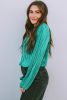Verdant Solid Color Textured Puff Sleeve Blouse