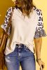 Blank T Shirt - Blush Pink and Cheetah Print Ruffle Short Sleeve V Neck T Shirt Customized