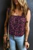 Rose Boho Floral Print Frill Straps Sleeveless Shirt