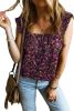 Rose Boho Floral Print Frill Straps Sleeveless Shirt