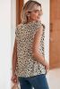 Beige Leopard Print Crewneck Sleeveless Top