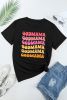 Black GOLDMAMA Letter Graphic Round Neck Tee
