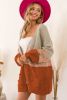 Brown Color Block Pompom Open Front Knitted Cardigan Sweater