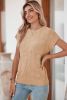 Smoke Gray Lattice Textured Knit Short Sleeve Baggy Sweater