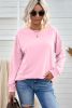 Blank Sweatshirt - Pink Plain Casual Crew Neck Pullover Sweatshirt Customized