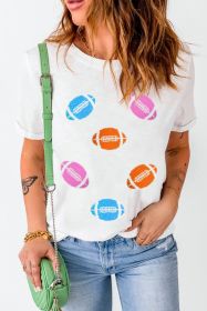 White Game Day Baseball Graphic Crew Neck Tee (size: (US 12-14)L)