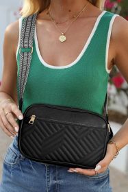 Black Quilted Faux Leather Crossbody Bag (size: ONE SIZE)