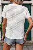 White Textured Plain Crewneck T Shirt