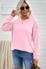 Blank Sweatshirt - Pink Plain Casual Crew Neck Pullover Sweatshirt Customized