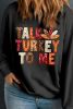 Black Talk Turkey To Me Round Neck Plus Size Sweatshirt