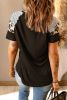 Blank T Shirt - Black Stripes and Leopard Print Short Sleeve Summer Top Customized