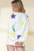 White Mardi Gras Star Print Long Sleeve Top