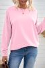Blank Sweatshirt - Pink Plain Casual Crew Neck Pullover Sweatshirt Customized
