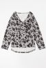 Gray Leopard V Neck Loose Long Sleeve Top