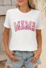 White MAMA Leopard Embroidered Crew Neck Graphic Tee