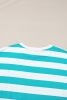 Blue Stripe Patch Pocket Drop Sleeve Slits T Shirt