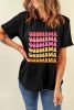 Black GOLDMAMA Letter Graphic Round Neck Tee