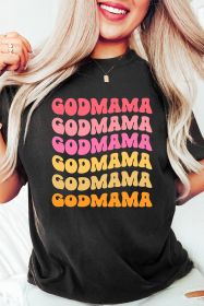 Black GOLDMAMA Letter Graphic Round Neck Tee (size: (US 8-10)M)