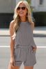 Medium Grey Corded Sleeveless Top and Pocketed Shorts Set