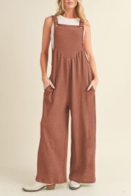 Gold Flame Buttoned Straps Ruched Wide Leg Jumpsuit (size: (US 4-6)S)