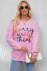 Pink Merry Every Thing Glitter Letter Christmas Sweatshirt