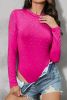 Rose Red Rhinestone Mesh Long Sleeve Bodysuit