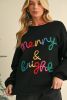 Black Colorful Merry & Bright Tinsel Graphic Sweater