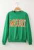 Dark Green MERRY Graphic Drop Shoulder Pullover Sweatshirt