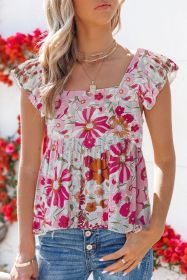 Multicolor Floral Print Flowy Flutter Sleeveless Shirt (size: (US 8-10)M)