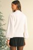 White Colorful Tinsel Merry Every Thing Graphic Mock Neck Sweater