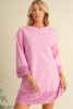Bonbon Drop Sleeve Sequin Trim T-Shirt Dress