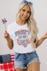 White PARTY IN THE USA Letter Print Star Graphic Tee
