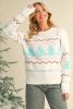White Christmas Tree Wavy Striped Drop Sleeve Sweater
